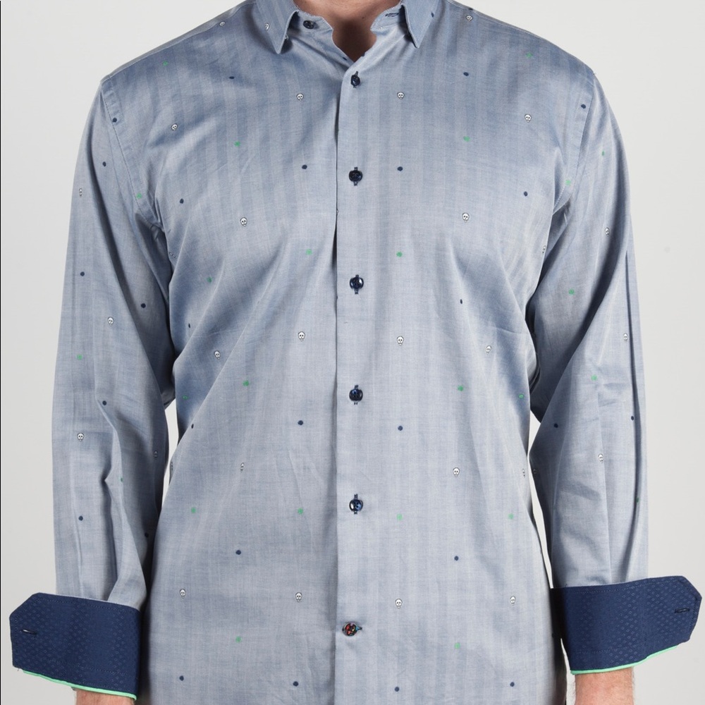 Blue with mini skulls